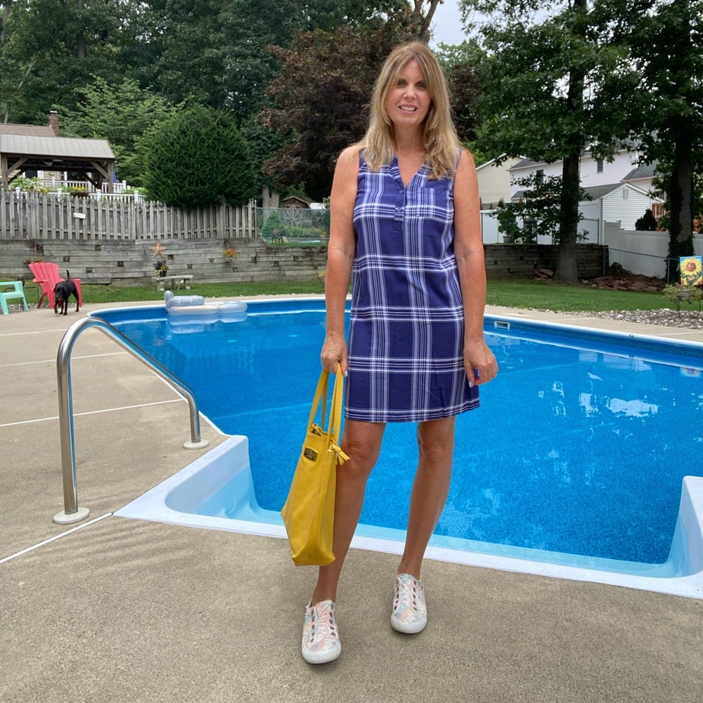 Blue plaid dress